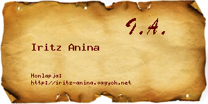 Iritz Anina névjegykártya